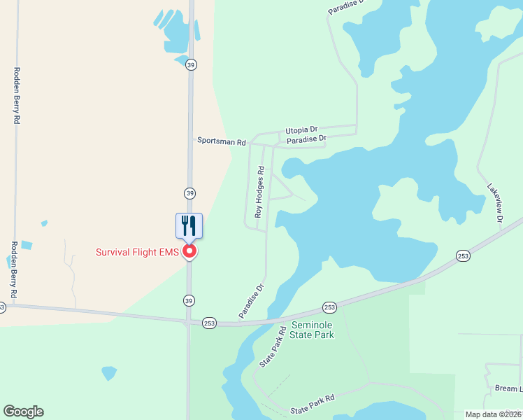 map of restaurants, bars, coffee shops, grocery stores, and more near 2949 Paradise Circle in Donalsonville