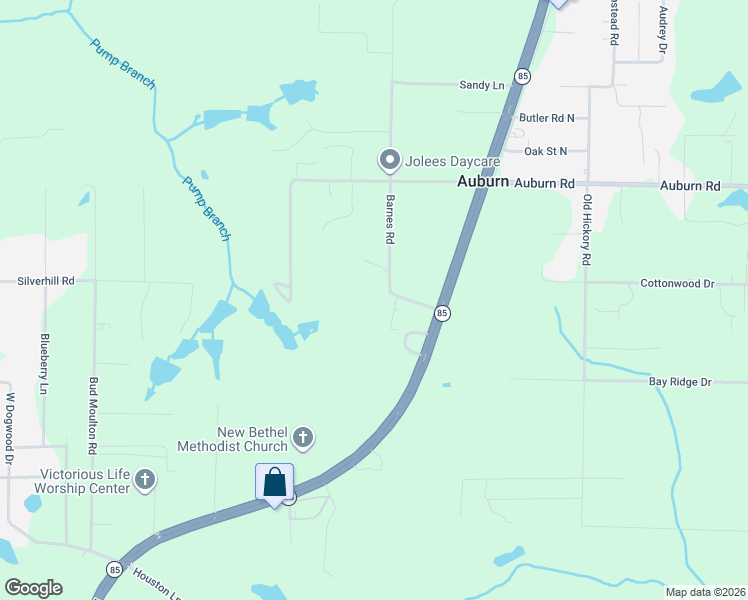 map of restaurants, bars, coffee shops, grocery stores, and more near 6100 Barnes Road in Crestview