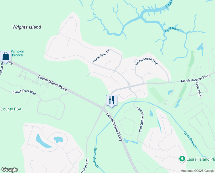 map of restaurants, bars, coffee shops, grocery stores, and more near 111 Madeline Taylor Place in Kingsland