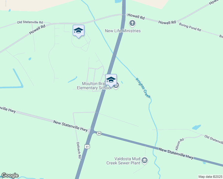 map of restaurants, bars, coffee shops, grocery stores, and more near 5725 Inner Perimeter Road in Valdosta