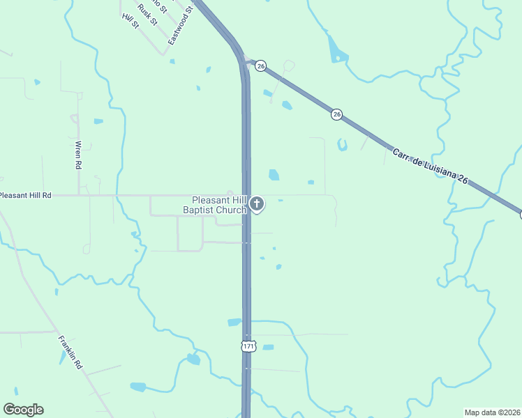 map of restaurants, bars, coffee shops, grocery stores, and more near 123 East Pleasant Hill Road in DeRidder