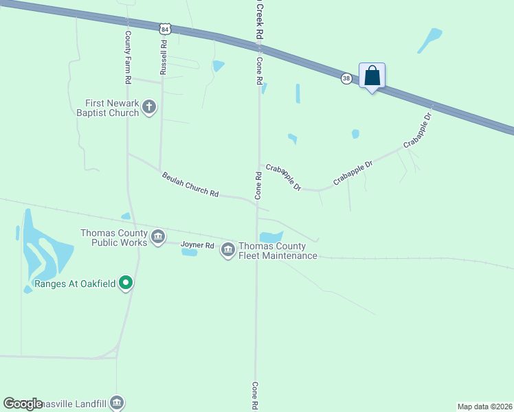 map of restaurants, bars, coffee shops, grocery stores, and more near 265 Beulah Church Road in Thomasville