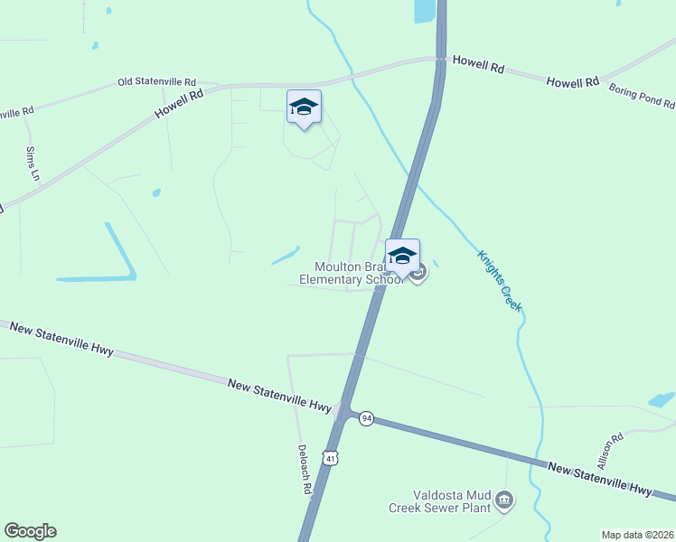 map of restaurants, bars, coffee shops, grocery stores, and more near 5771 Fontana Road in Valdosta