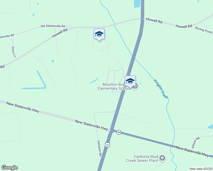 map of restaurants, bars, coffee shops, grocery stores, and more near 5771 Fontana Road in Valdosta