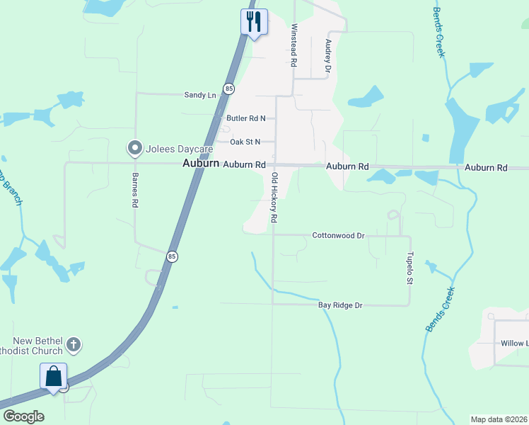 map of restaurants, bars, coffee shops, grocery stores, and more near 6118 Old Hickory Road in Crestview