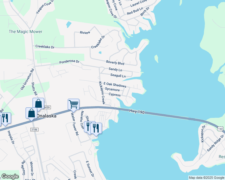 map of restaurants, bars, coffee shops, grocery stores, and more near 198 Sycamore in Onalaska
