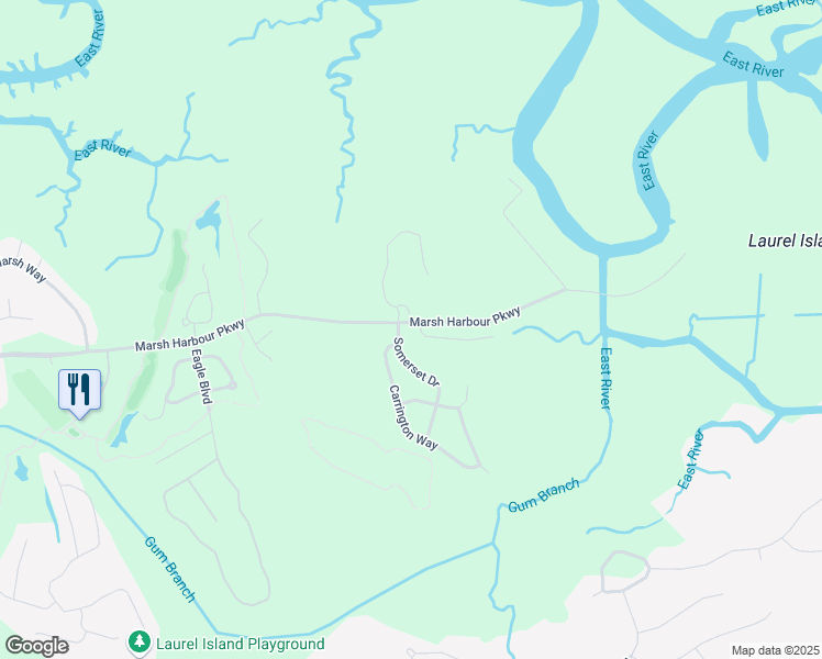 map of restaurants, bars, coffee shops, grocery stores, and more near 101 Somerset Drive in Kingsland