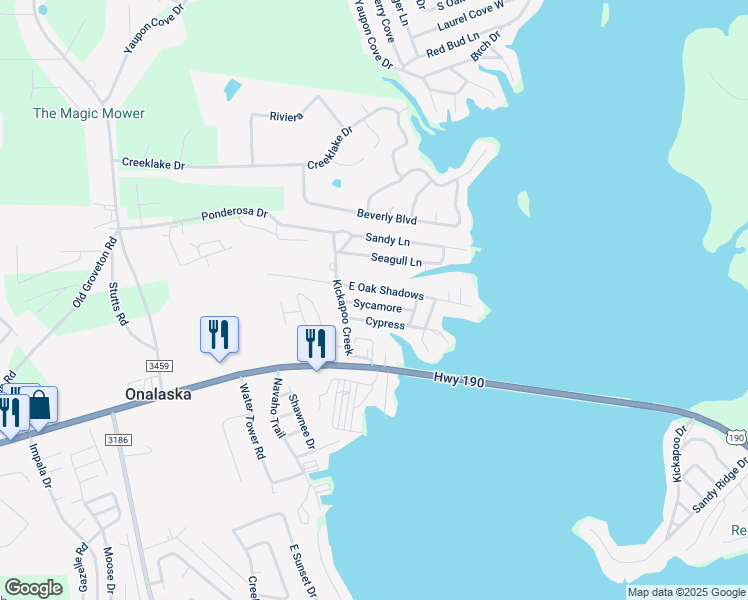 map of restaurants, bars, coffee shops, grocery stores, and more near 198 Sycamore in Onalaska