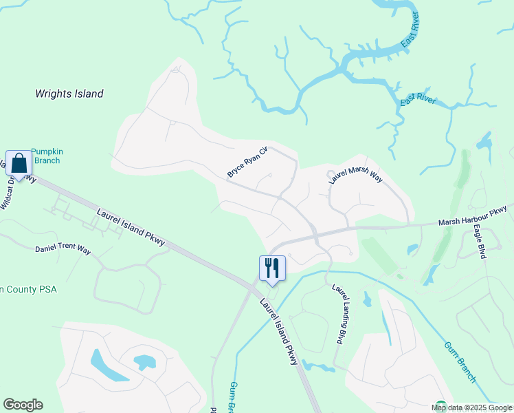 map of restaurants, bars, coffee shops, grocery stores, and more near 111 Madeline Taylor Place in Kingsland