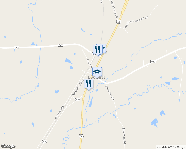 map of restaurants, bars, coffee shops, grocery stores, and more near in Leggett