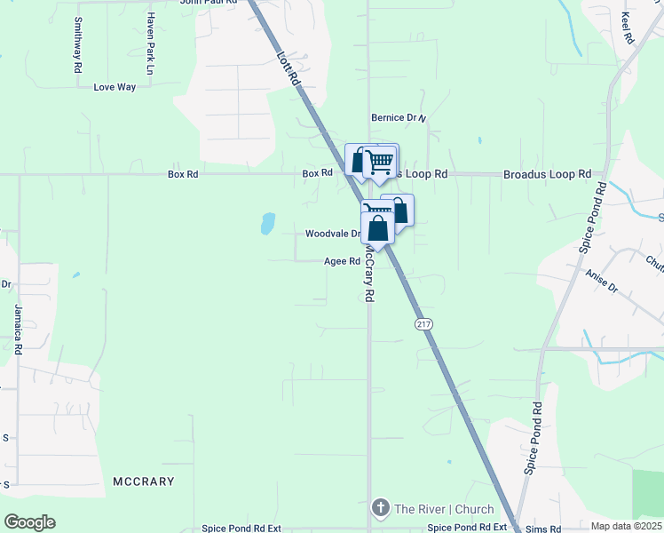 map of restaurants, bars, coffee shops, grocery stores, and more near 9273 Agee Road in Semmes