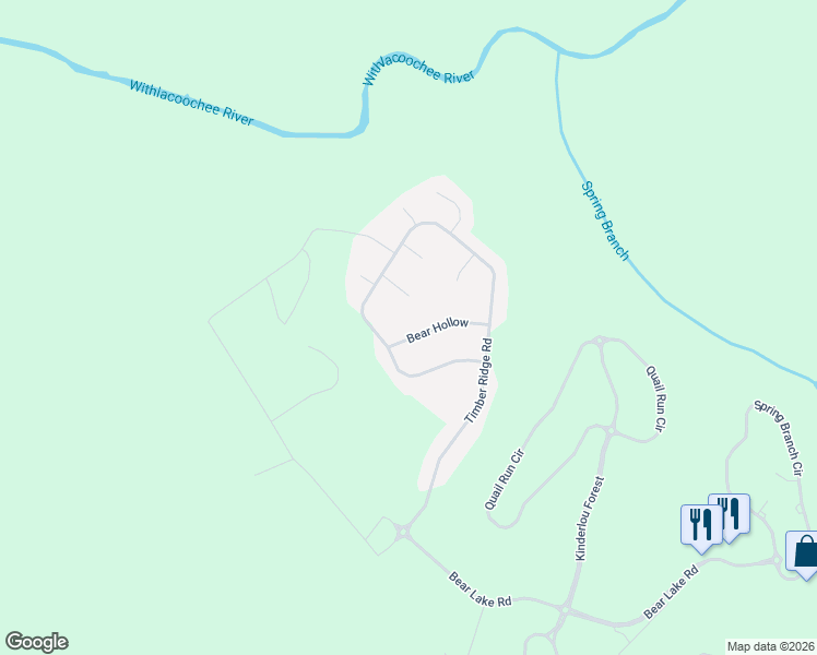 map of restaurants, bars, coffee shops, grocery stores, and more near 3892 Bear Hollow in Valdosta