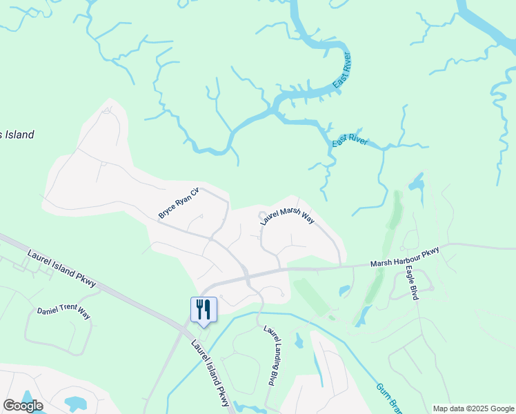 map of restaurants, bars, coffee shops, grocery stores, and more near 104 Tidewater Circle in Kingsland