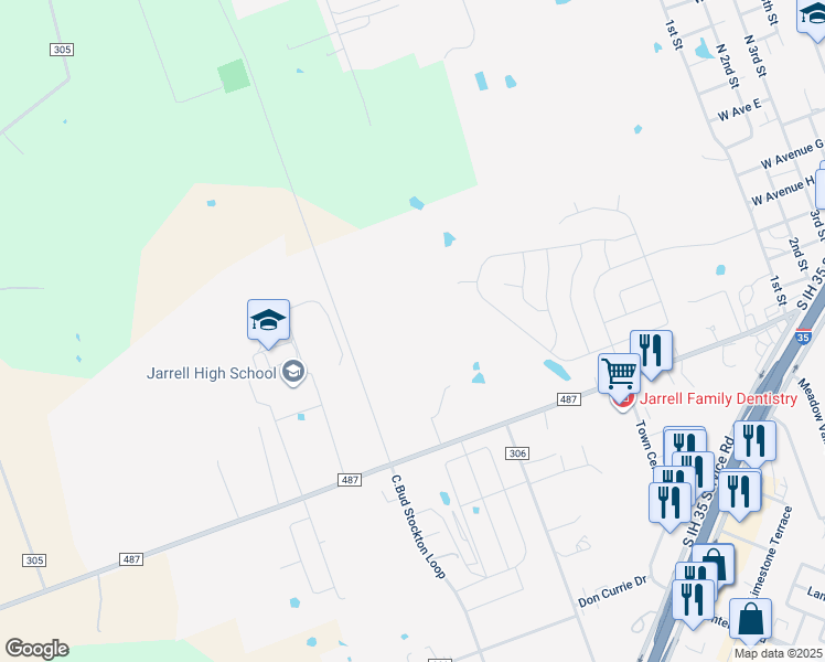 map of restaurants, bars, coffee shops, grocery stores, and more near 900 Farm to Market Road 487 in Jarrell