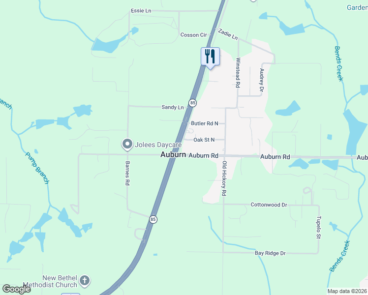 map of restaurants, bars, coffee shops, grocery stores, and more near 6293 Bethany Drive in Crestview