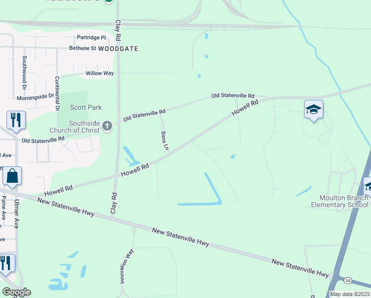 map of restaurants, bars, coffee shops, grocery stores, and more near 1194 Howell Road in Valdosta