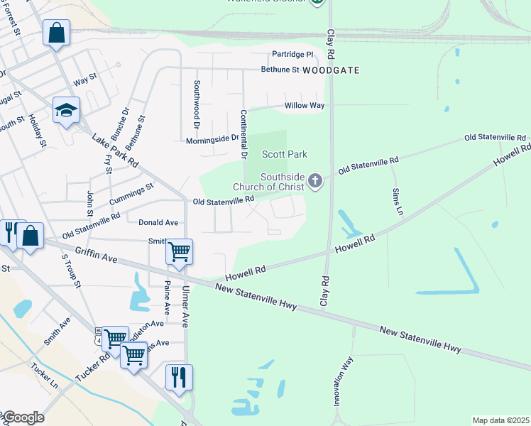 map of restaurants, bars, coffee shops, grocery stores, and more near 1180 Old Statenville Road in Valdosta
