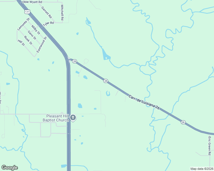 map of restaurants, bars, coffee shops, grocery stores, and more near 314 Louisiana 26 in DeRidder