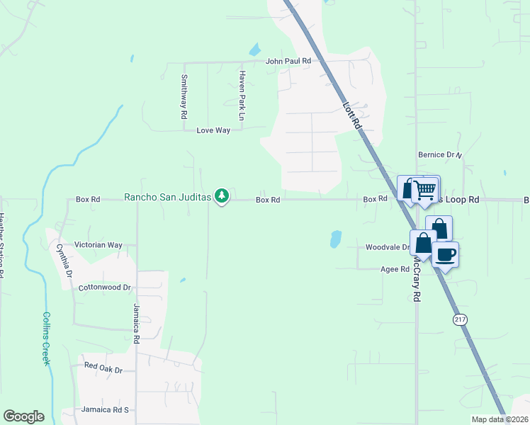 map of restaurants, bars, coffee shops, grocery stores, and more near 9618 Box Road in Semmes