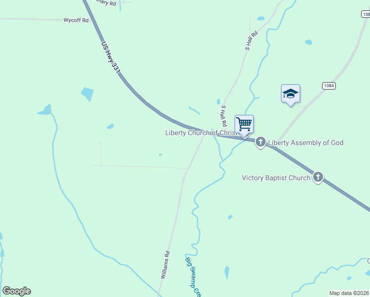 map of restaurants, bars, coffee shops, grocery stores, and more near 36 Williams Road in DeFuniak Springs