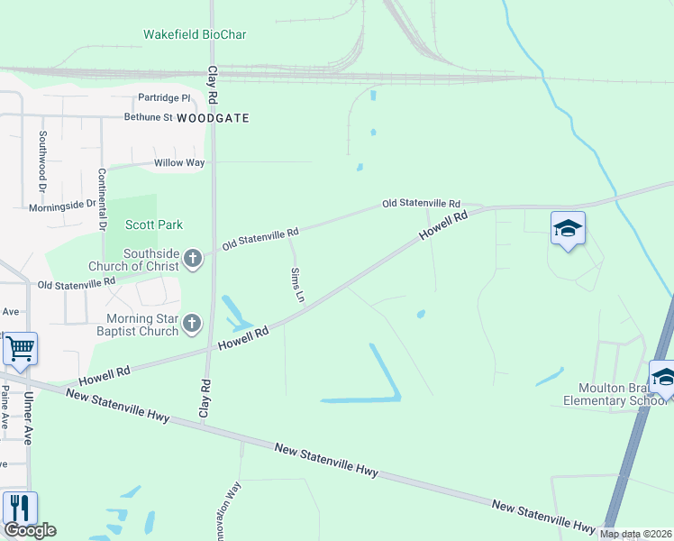 map of restaurants, bars, coffee shops, grocery stores, and more near 1211 Howell Rd in Valdosta