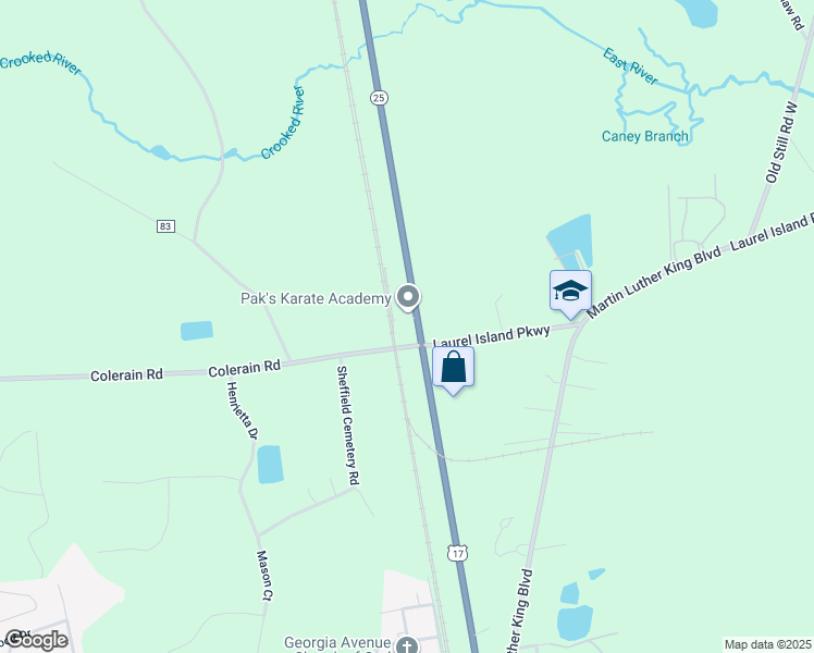 map of restaurants, bars, coffee shops, grocery stores, and more near 5685 U.S. 17 in Kingsland