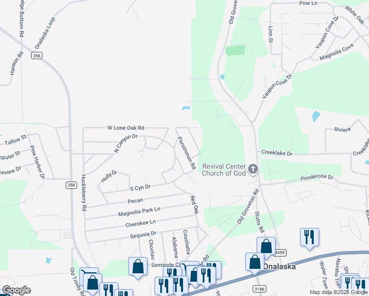 map of restaurants, bars, coffee shops, grocery stores, and more near 282 Rim Rock Road in Onalaska