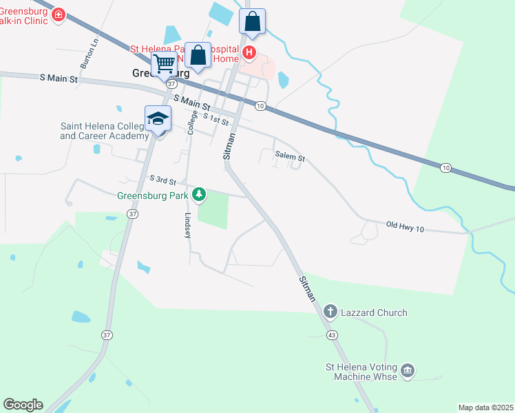 map of restaurants, bars, coffee shops, grocery stores, and more near Sitman in Greensburg