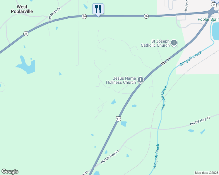 map of restaurants, bars, coffee shops, grocery stores, and more near 1 Lake Michael Lane in Poplarville