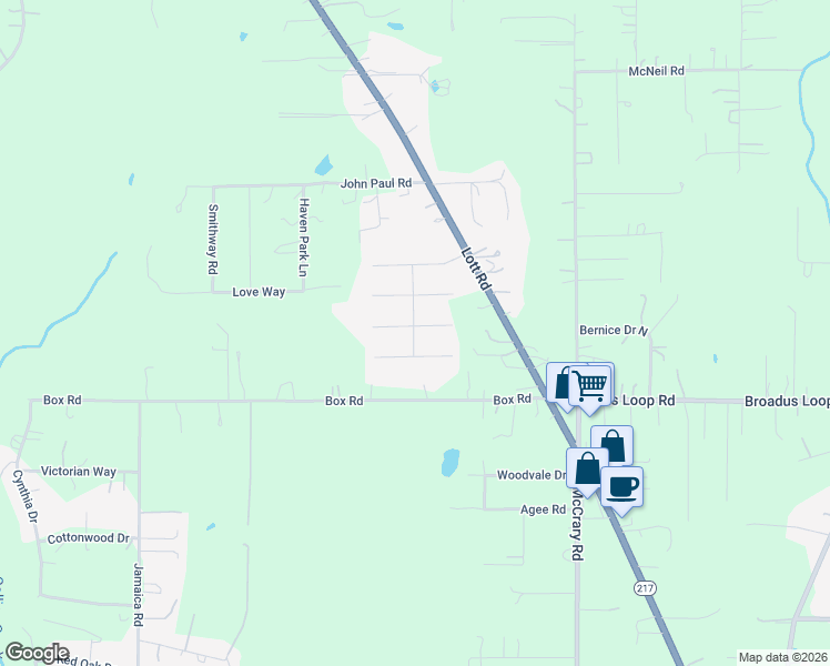 map of restaurants, bars, coffee shops, grocery stores, and more near 32 Fox Hunt Drive in Semmes