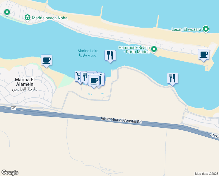 map of restaurants, bars, coffee shops, grocery stores, and more near in North Coast