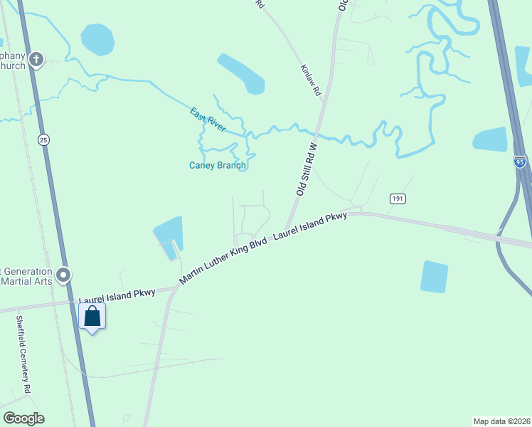 map of restaurants, bars, coffee shops, grocery stores, and more near 319 Old Still Road in Kingsland