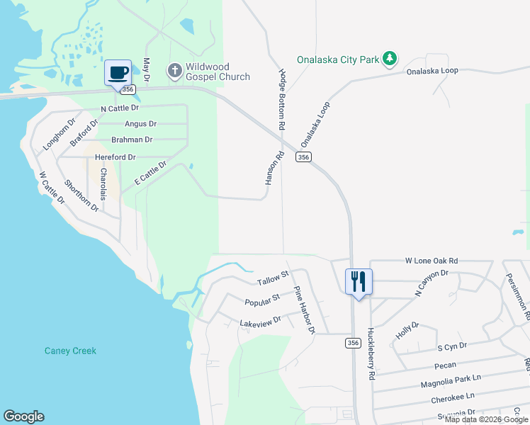 map of restaurants, bars, coffee shops, grocery stores, and more near Hanson Road in Onalaska