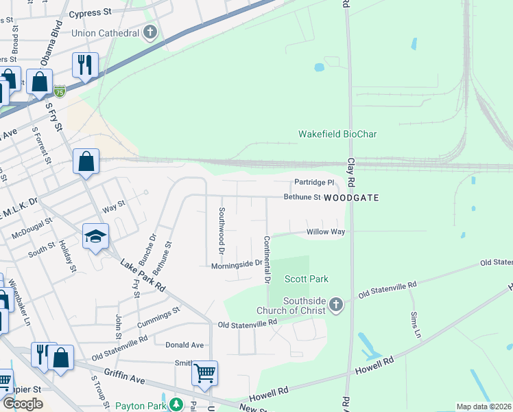 map of restaurants, bars, coffee shops, grocery stores, and more near 4 Horseshoe Circle in Valdosta