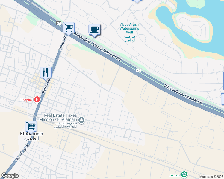 map of restaurants, bars, coffee shops, grocery stores, and more near in El Alamein