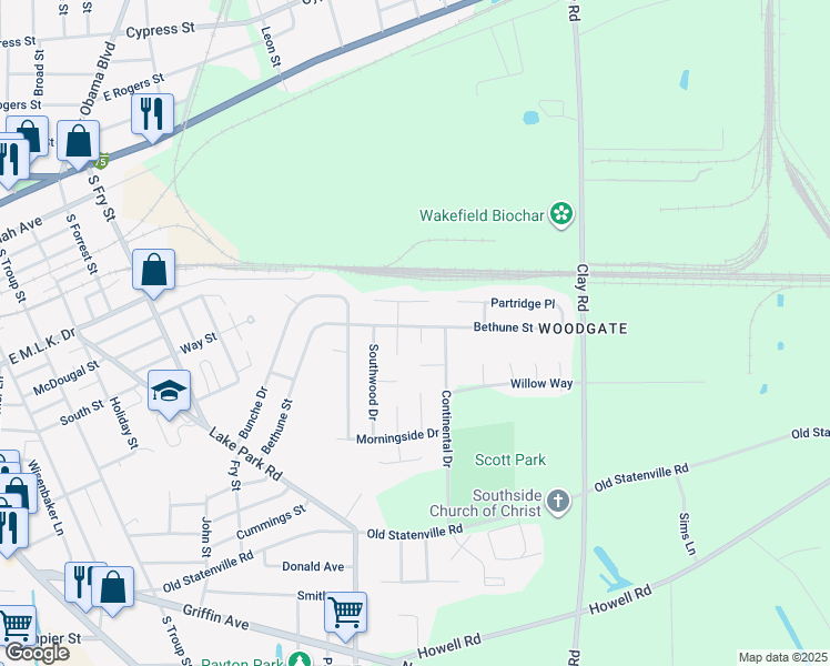 map of restaurants, bars, coffee shops, grocery stores, and more near 4 Horseshoe Circle in Valdosta