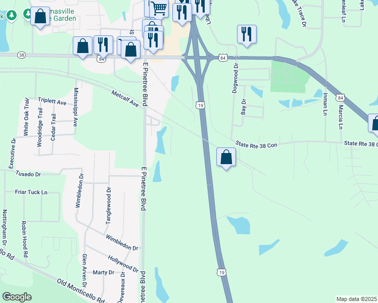 map of restaurants, bars, coffee shops, grocery stores, and more near 12921 U.S. 19 in Thomasville