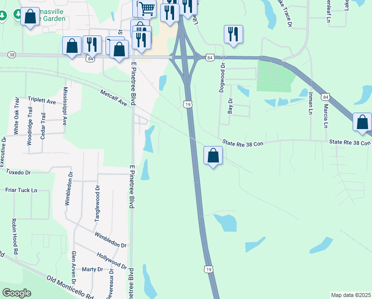 map of restaurants, bars, coffee shops, grocery stores, and more near 12921 U.S. 19 in Thomasville
