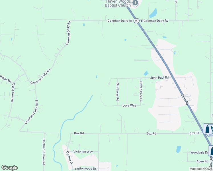 map of restaurants, bars, coffee shops, grocery stores, and more near 9810 Love Way in Semmes