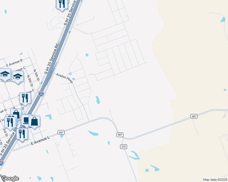 map of restaurants, bars, coffee shops, grocery stores, and more near in Jarrell