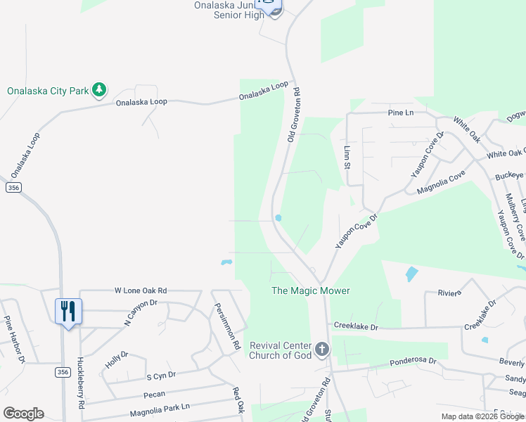 map of restaurants, bars, coffee shops, grocery stores, and more near 1221 Farm to Market 3459 in Onalaska