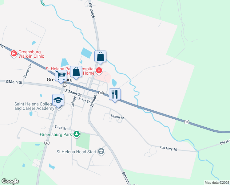 map of restaurants, bars, coffee shops, grocery stores, and more near 50 Under the Hill Road in Greensburg