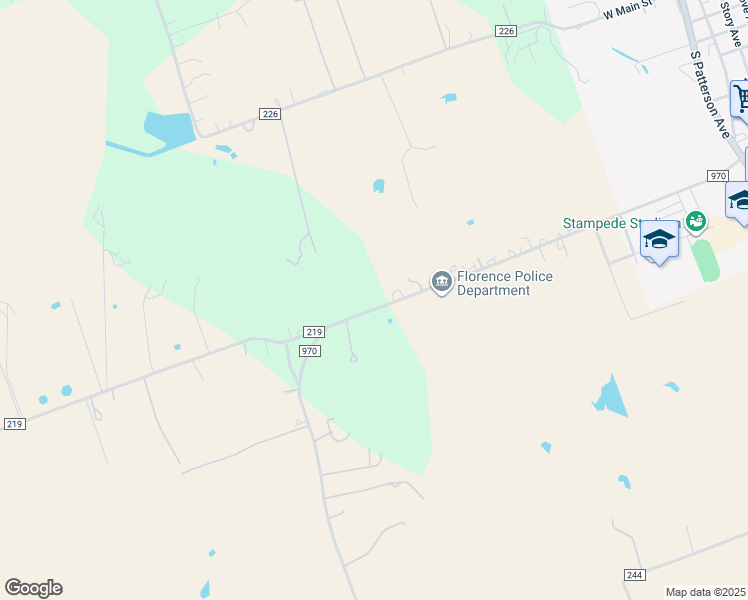 map of restaurants, bars, coffee shops, grocery stores, and more near 1000 Farm to Market Road 970 in Florence