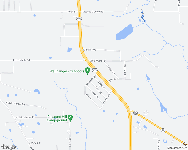 map of restaurants, bars, coffee shops, grocery stores, and more near 124 Lemonte Street in DeRidder