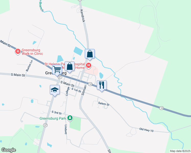 map of restaurants, bars, coffee shops, grocery stores, and more near 50 Under the Hill Road in Greensburg