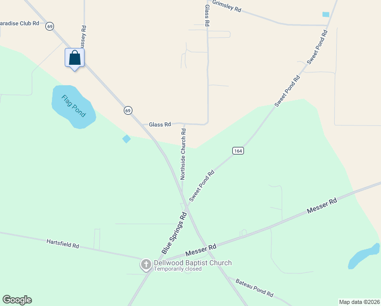 map of restaurants, bars, coffee shops, grocery stores, and more near 3672 Northside Church Road in Greenwood