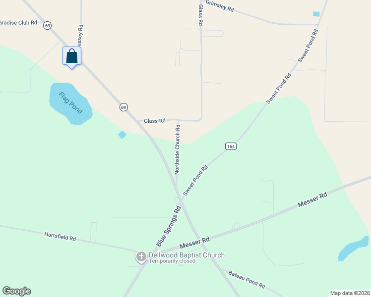map of restaurants, bars, coffee shops, grocery stores, and more near 3672 Northside Church Road in Greenwood
