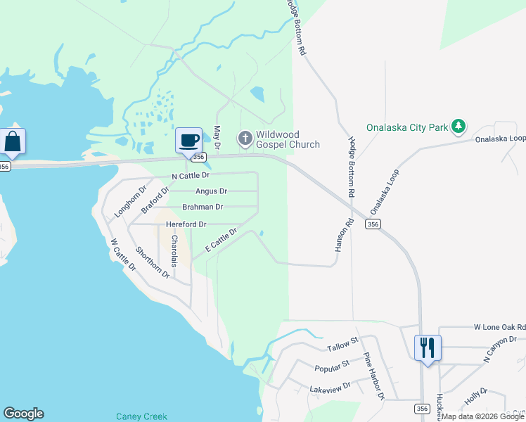 map of restaurants, bars, coffee shops, grocery stores, and more near 249 East Cattle Drive in Onalaska