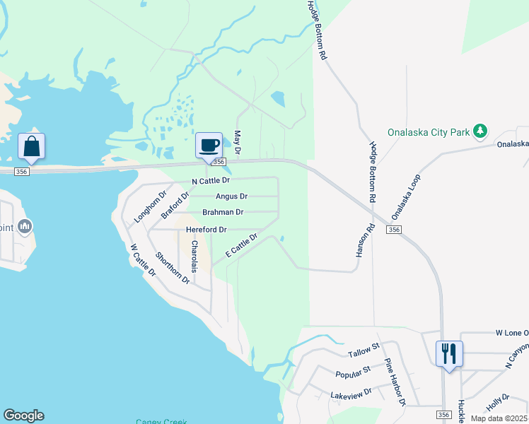 map of restaurants, bars, coffee shops, grocery stores, and more near 449 Brahman Drive in Onalaska