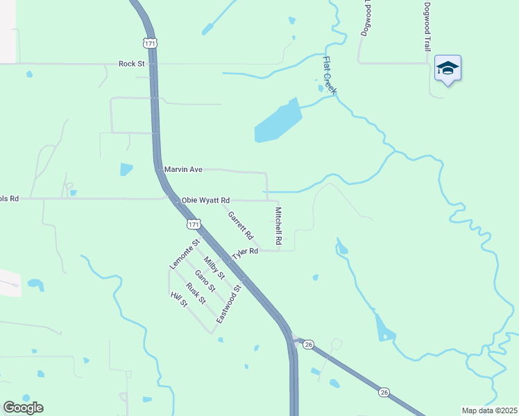 map of restaurants, bars, coffee shops, grocery stores, and more near 256 Obie Wyatt Road in DeRidder